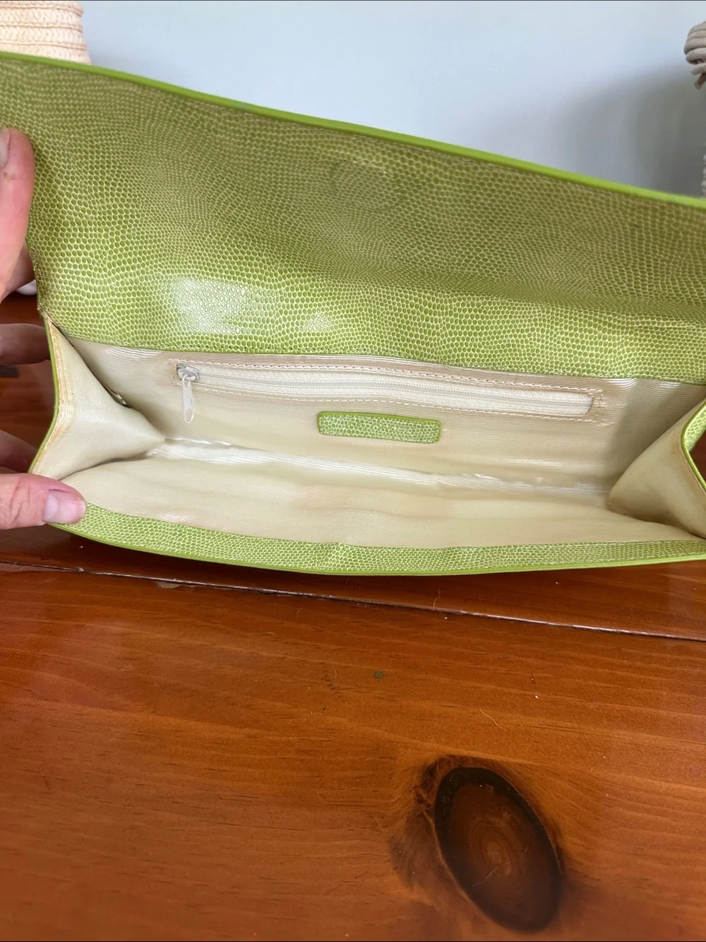 Fornash Lizard Embossed Lime Green Clutch